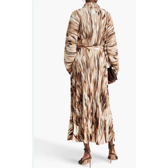 Simkhai Sz 6 Dress Midi Brown Striped Long Sleeve Designer South Western Boho - Picture 3 of 13